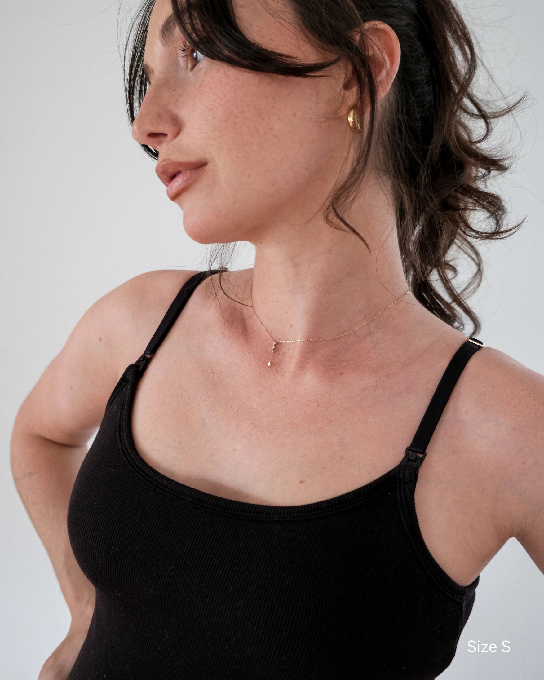 Soft Ribbed Nursing Tank - Black