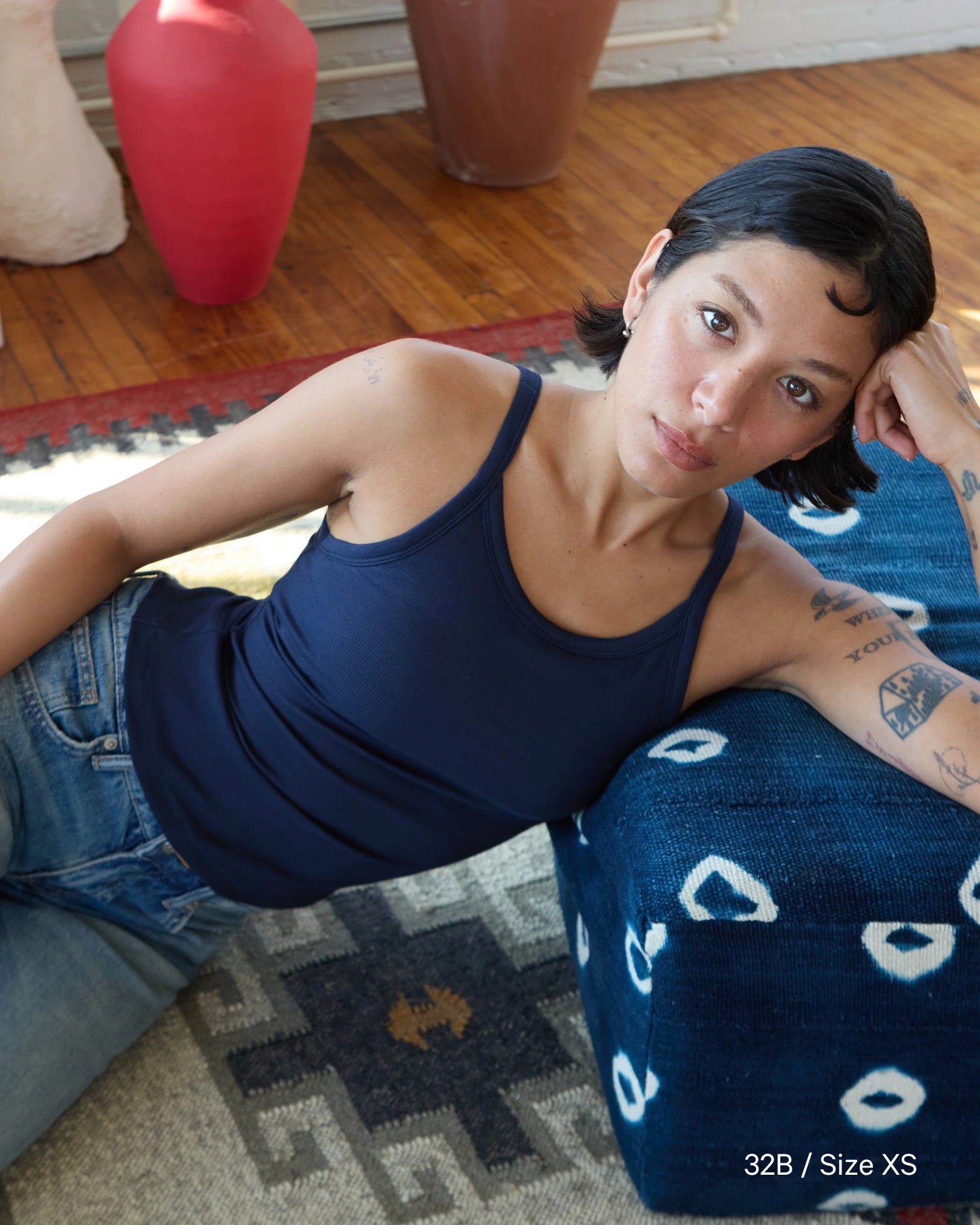 High Neck Bra Top - True Navy