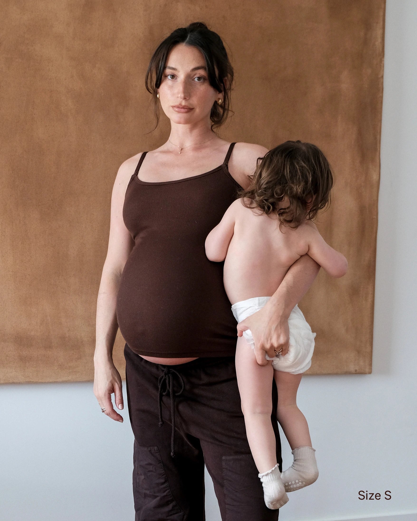 Soft Ribbed Nursing Tank - Cocoa Brown