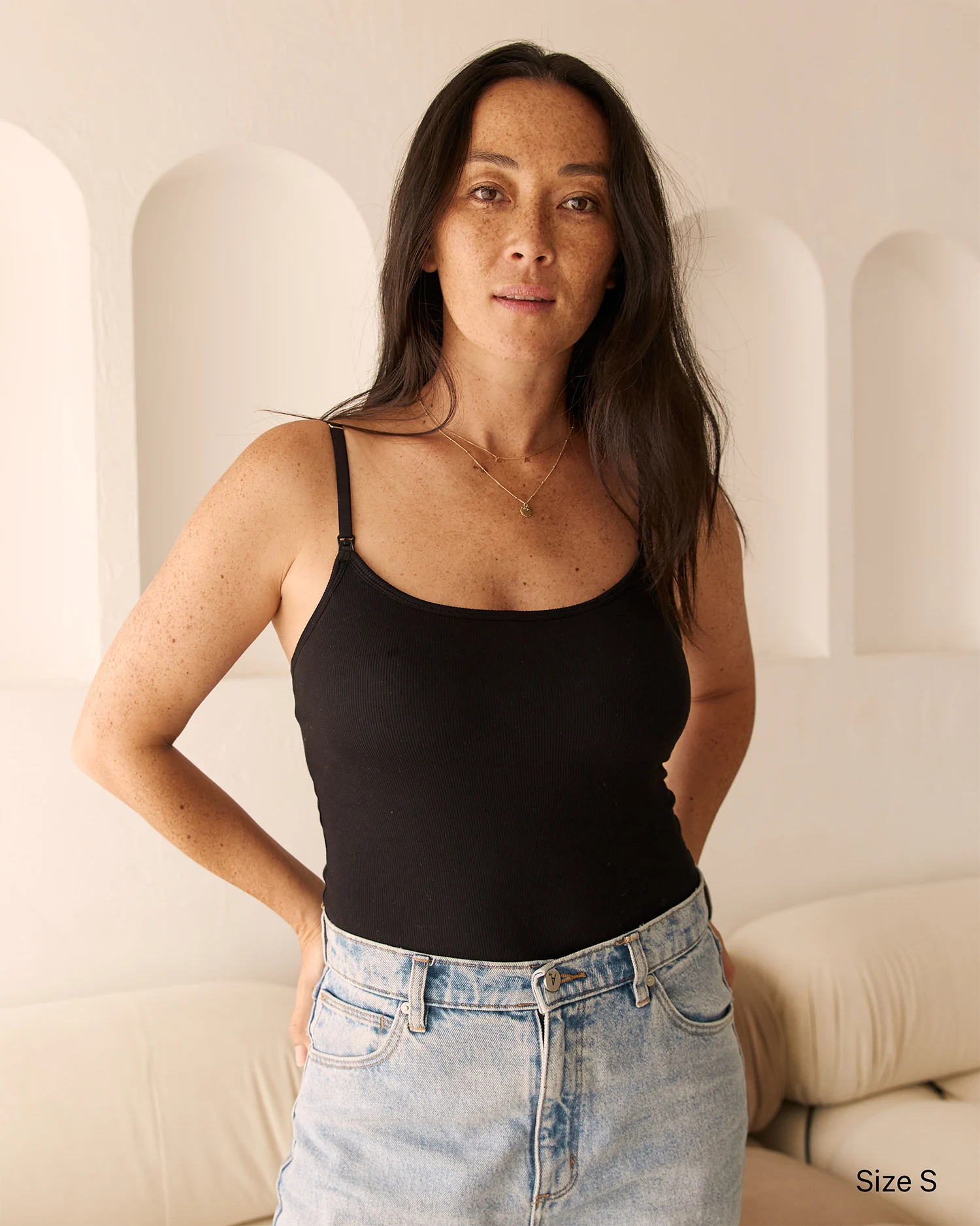 Soft Ribbed Nursing Tank - Black