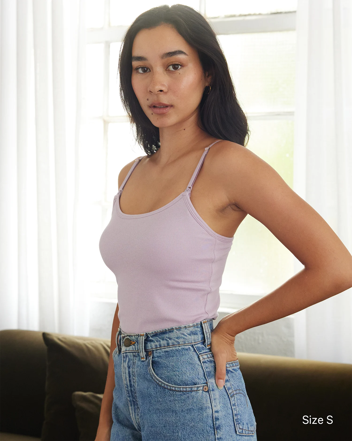 Soft Ribbed Nursing Tank - Lilac