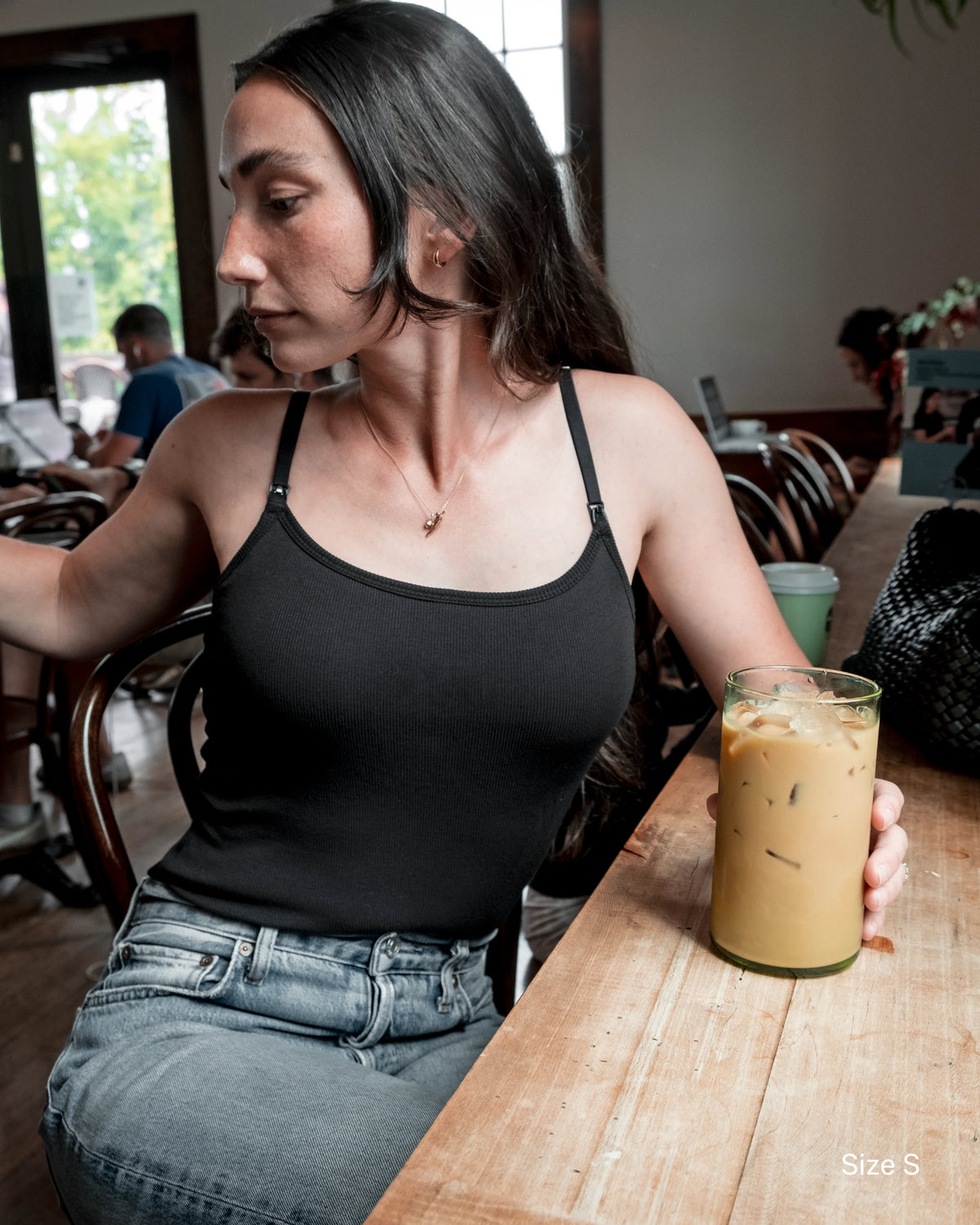 Soft Ribbed Nursing Tank - Black