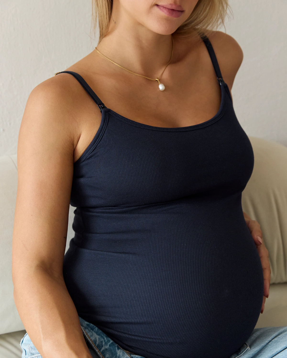 Soft Ribbed Nursing Tank - True Navy