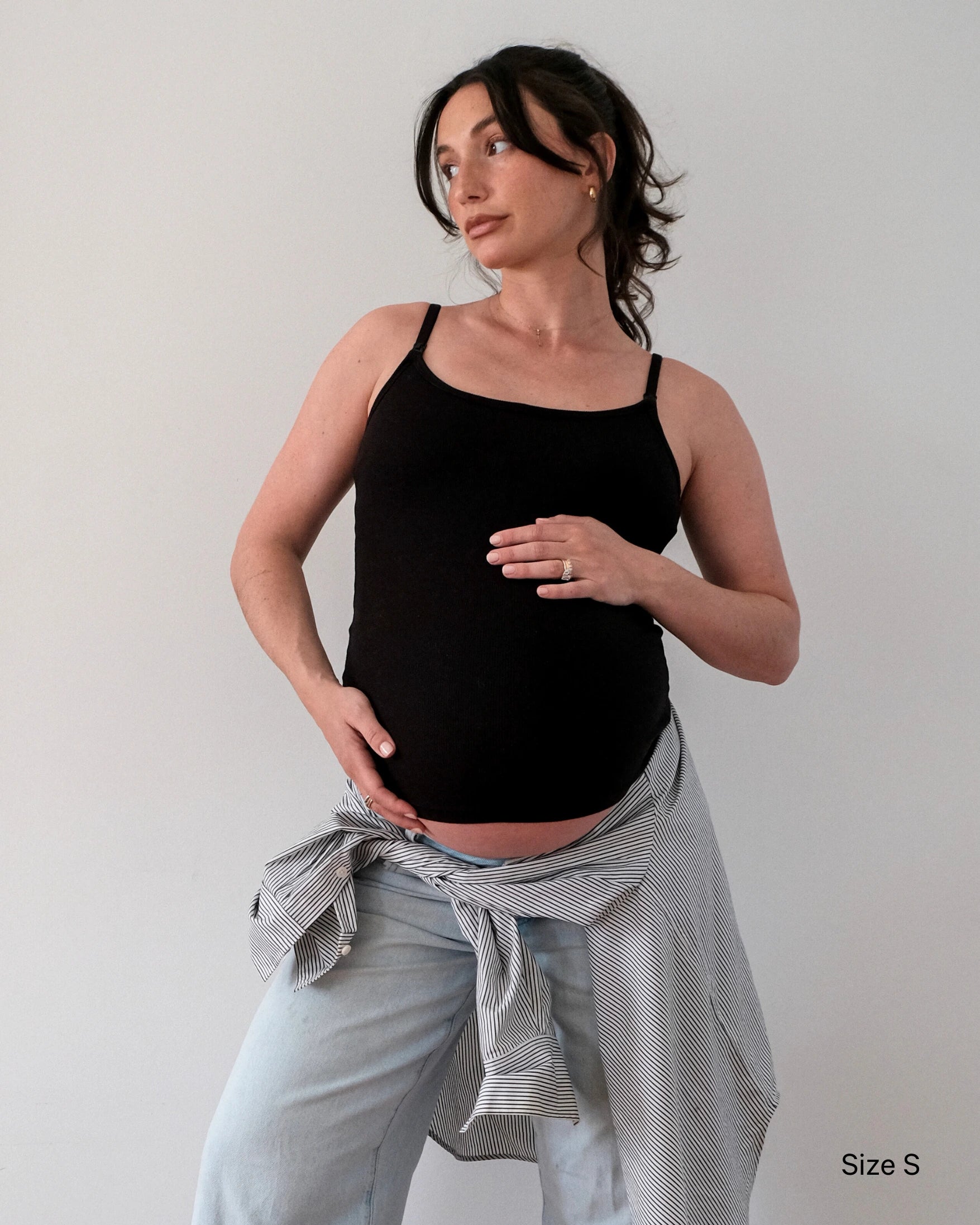 Soft Ribbed Nursing Tank - Black